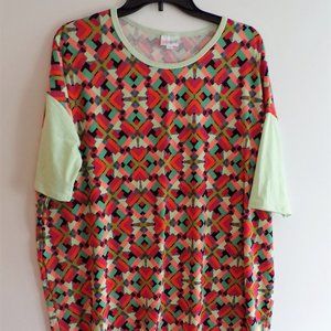 LuLaRoe Irma Tunic Top Multicolor Size M High/Low NWT Teal Peach Mint Raspberry